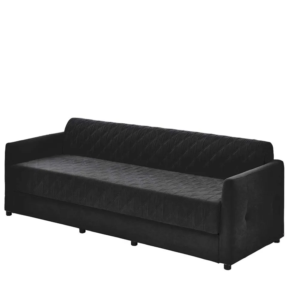 H2 Schlafcouch mit Topper in Schwarz Stoff - Casmanian