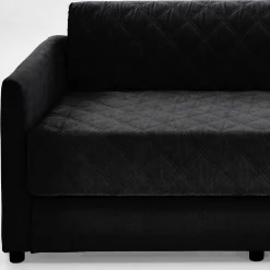 H2 Schlafcouch mit Topper in Schwarz Stoff - Casmanian