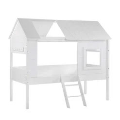 Halbhohes Hausbett für Kinder in Weiß - Tabitana