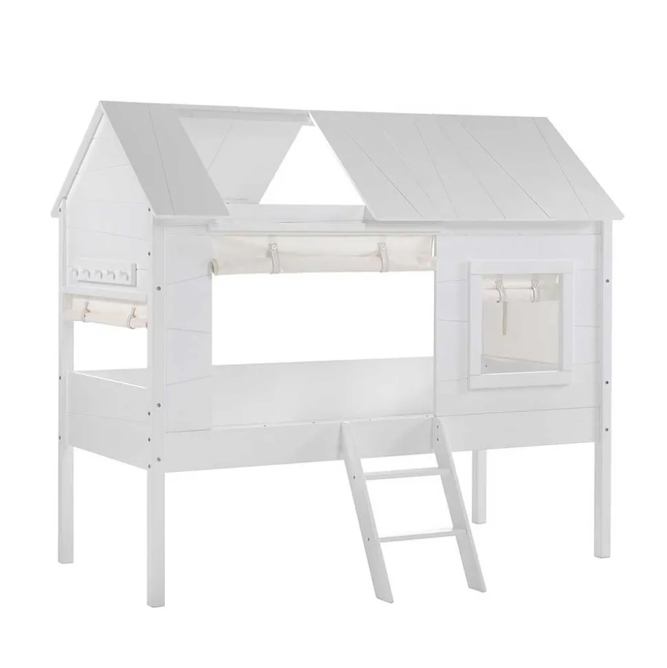 Halbhohes Hausbett für Kinder in Weiß - Tabitana