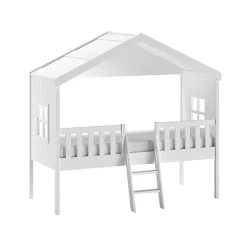 Halbhohes Hausbett in Weiß lackiert - Kumaria