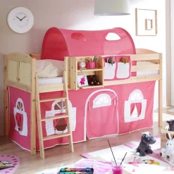 Halbhohes Kinder Spielbett in Kiefer Natur - Duane