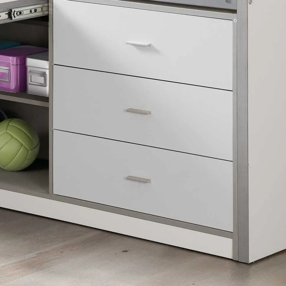 Halbhohes Kinderbett Boro in Weiß