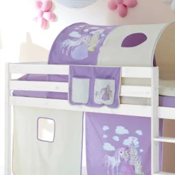 Halbhohes Kinderbett Safira im Prinzessin Design