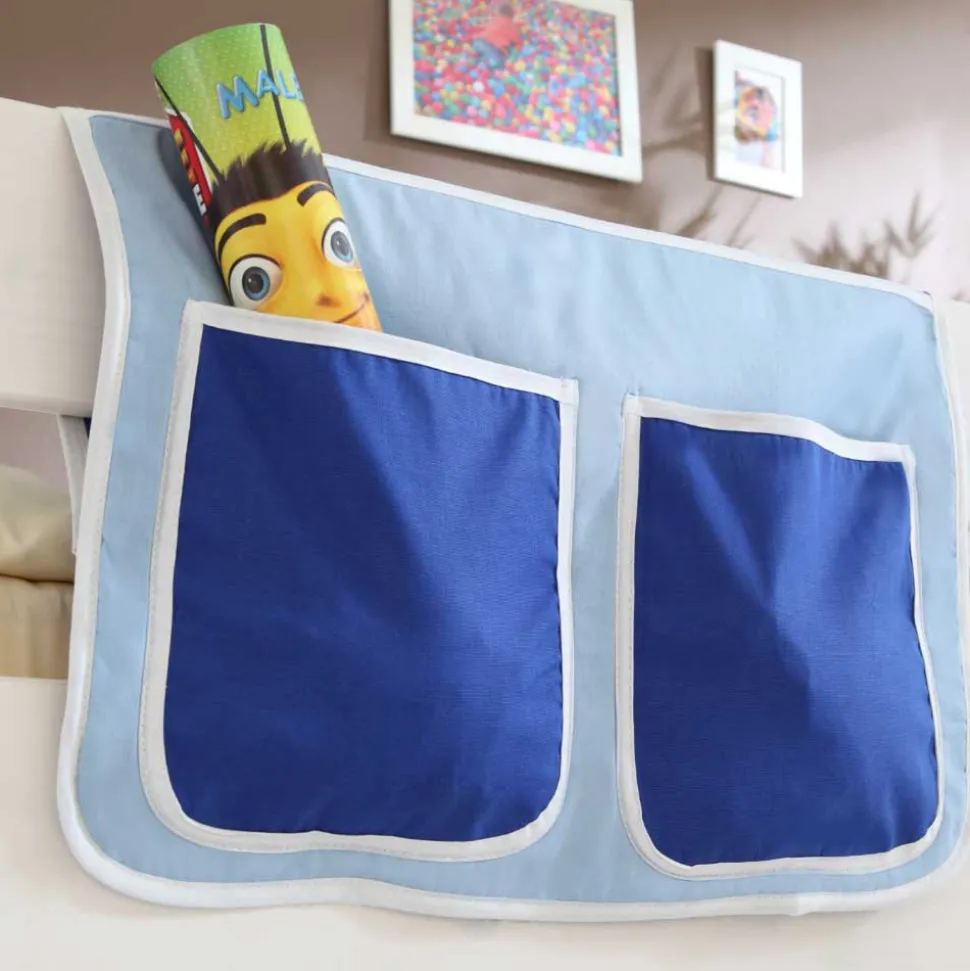 Halbhohes Kinderbett Yasin in Weiß Blau