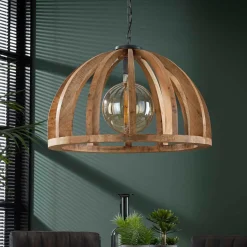 Halbrunde Hängelampe mit Schirm aus Holz - Tendence