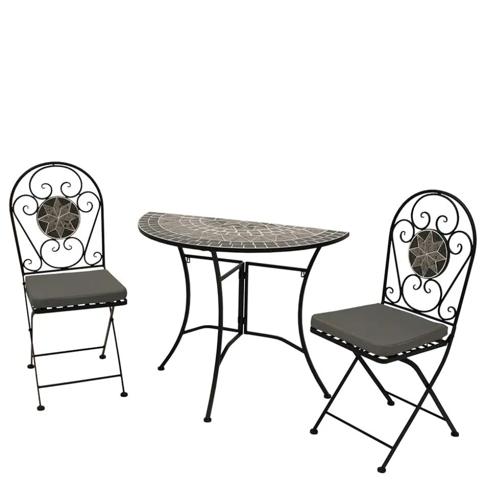 Halbrunder Balkontisch & Stühle - Tasmania (dreiteilig)