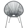 Halbrunder Gartenstuhl aus Geflecht in Grau - Hero (2er Set)