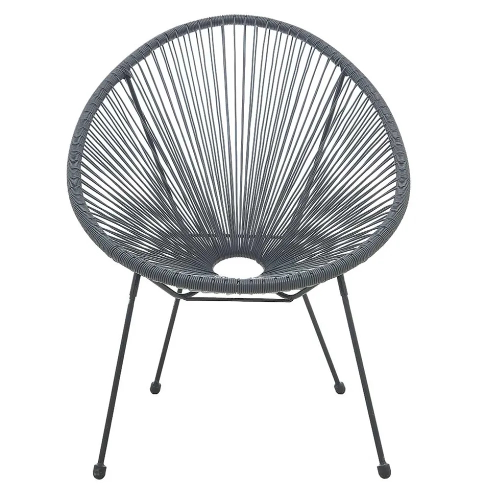 Halbrunder Gartenstuhl aus Geflecht in Grau - Hero (2er Set)