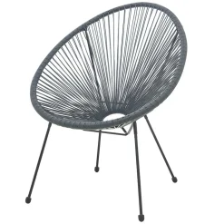 Halbrunder Gartenstuhl aus Geflecht in Grau - Hero (2er Set)