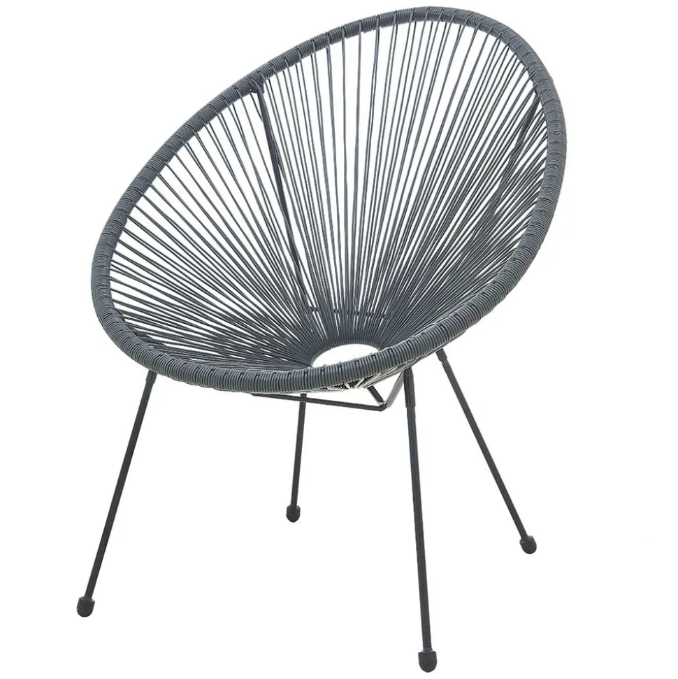 Halbrunder Gartenstuhl aus Geflecht in Grau - Hero (2er Set)