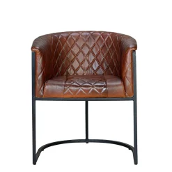 Halbrunder Tischsessel in Braun Leder - Liva