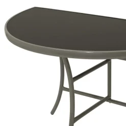 Halbrunder Wandtisch Yogahava in Silber Schwarz