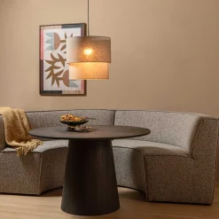 Halbrundes Esstisch-Sofa in Beigegrau meliert - William