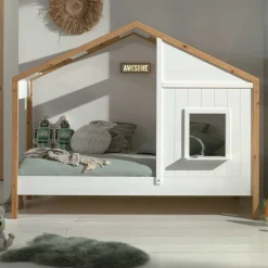 Haus Kinderbett in Weiß & Eichefarben - Zorya