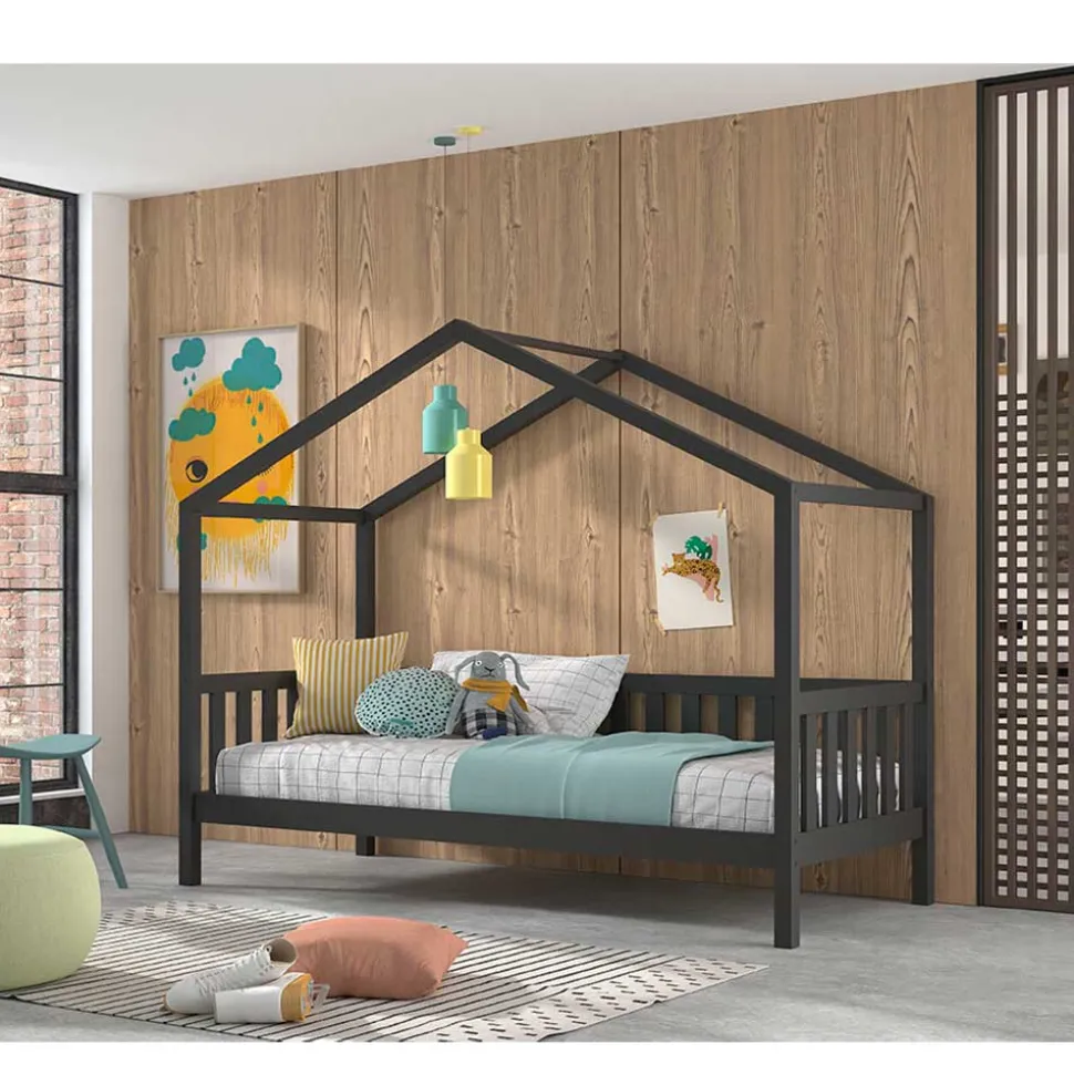 Hausbett in Anthrazit aus Kiefernholz - Neptunus