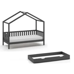 Hausbett in Anthrazit aus Kiefernholz - Neptunus