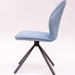 Hellblauer Esstisch-Stuhl mit Metallgestell - Lescalier (2er Set)