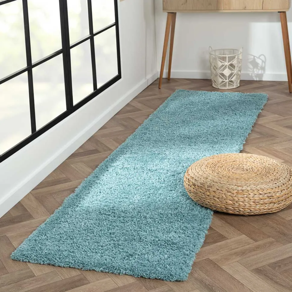 Hellblauer Teppich mit hohem Flor - Saracan