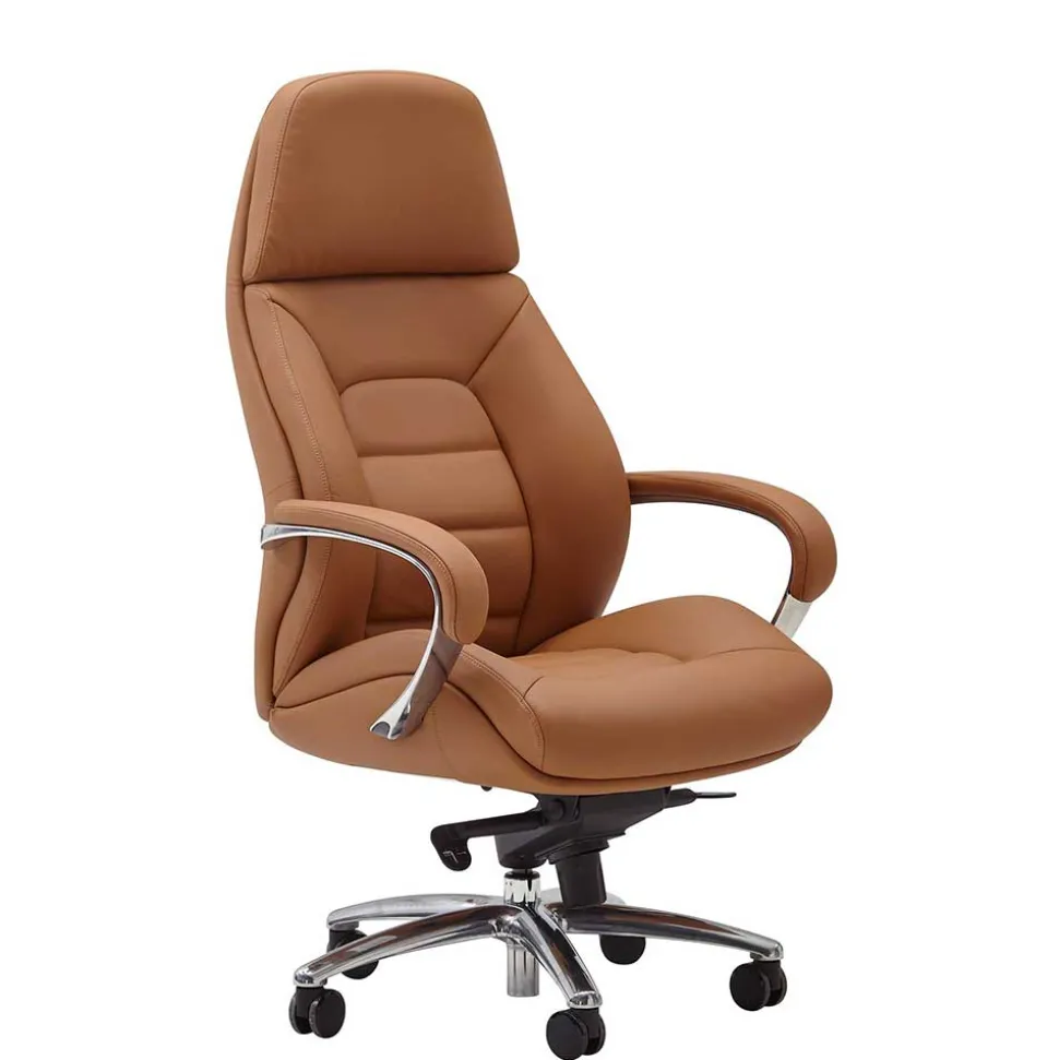 Hellbrauner Bürosessel mit Leder - Nesoria
