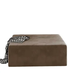 Hellbrauner Couchhocker in quadratischer Form - Aschau