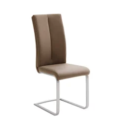 Hellbrauner Freischwinger Stuhl Carihm mit Kunstleder (4er Set)