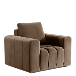 Hellbrauner Samtsessel im Retrostil - Coisma