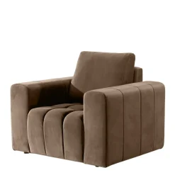 Hellbrauner Samtsessel im Retrostil - Coisma