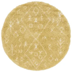 Heller Hochflor Teppich in Gelb und Creme - Vinitaro