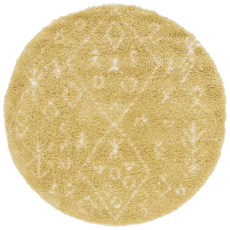 Heller Hochflor Teppich in Gelb und Creme - Vinitaro