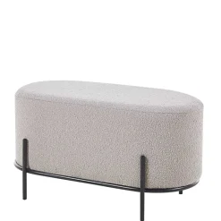 Heller Hocker in Taupe Boucle - ovale Form - Lirodicos