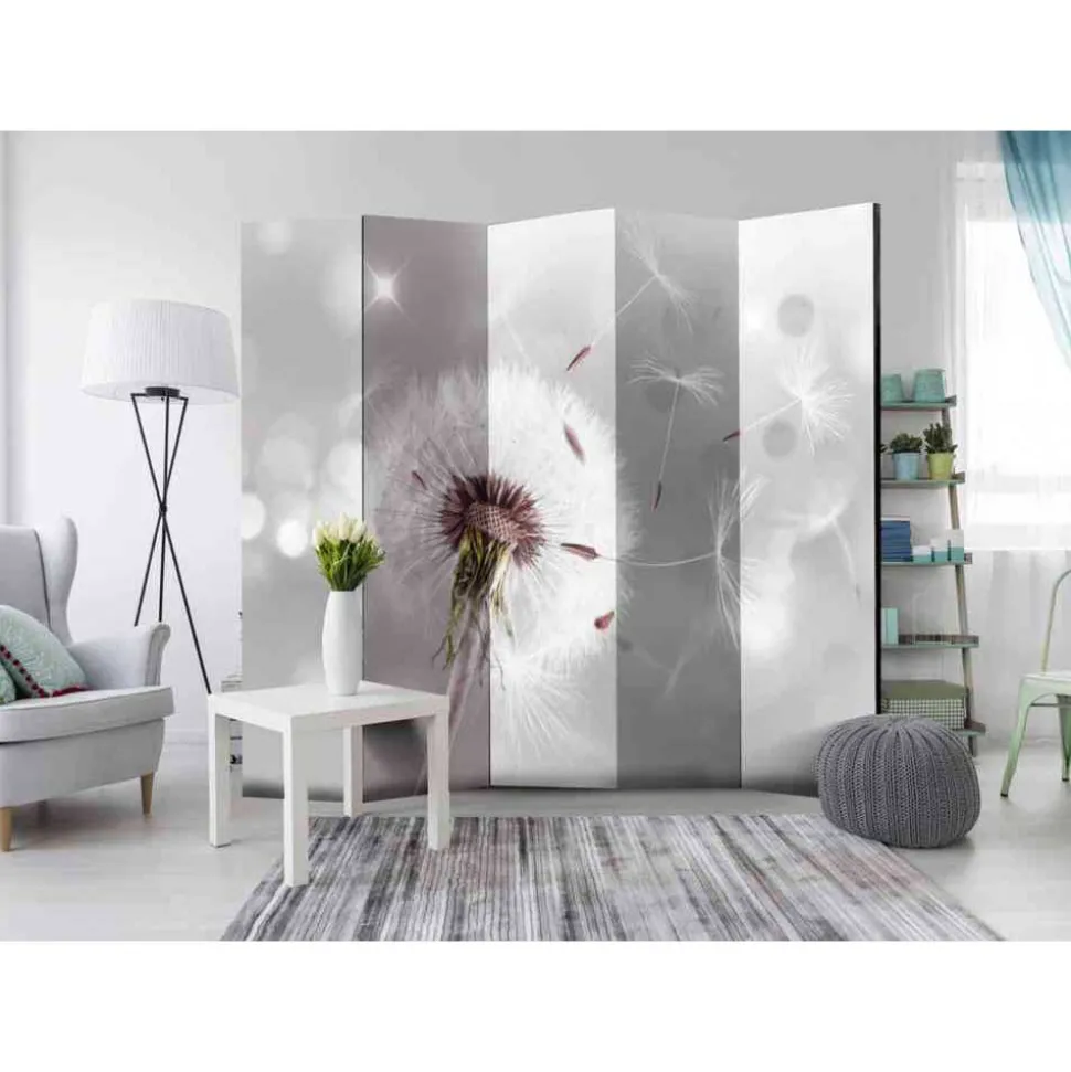 Heller Leinwand-Paravent Pusteblume - Artjes