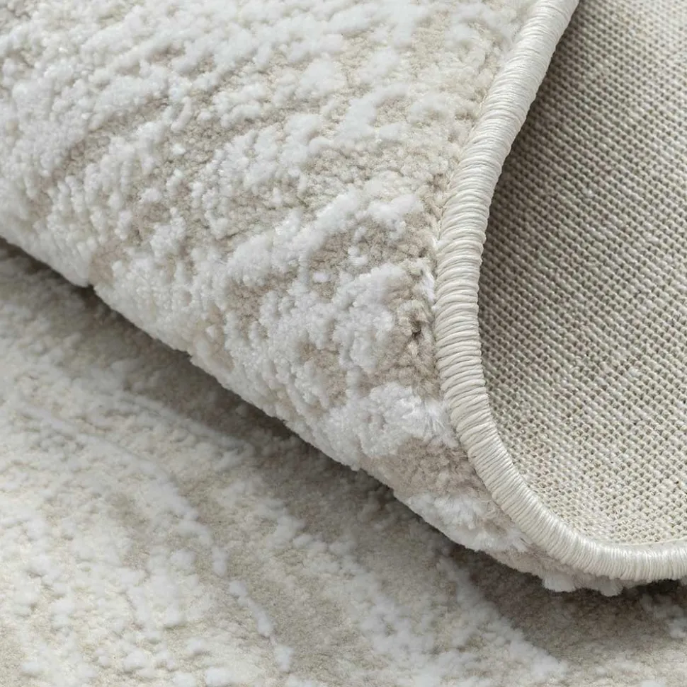 Heller Rundteppich mit geketteltem Rand - Yorano