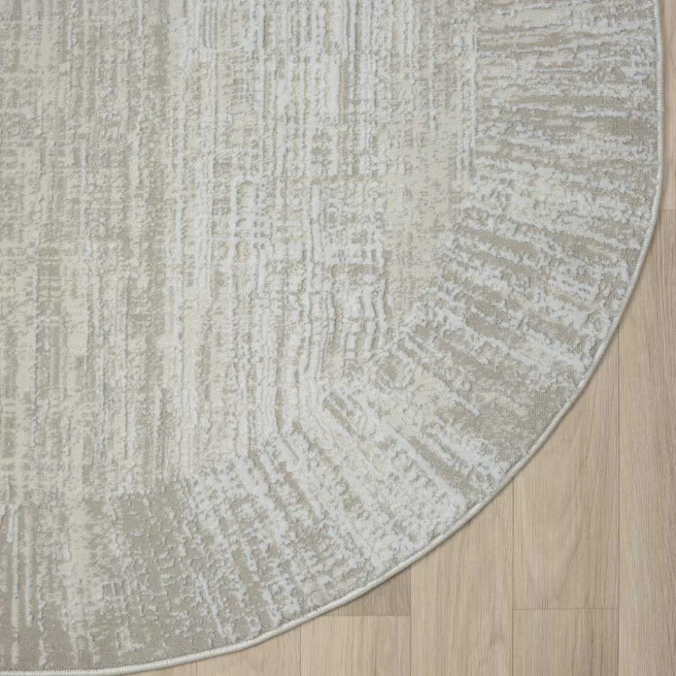 Heller Rundteppich mit geketteltem Rand - Yorano