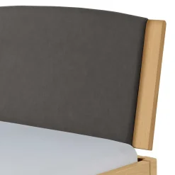 Helles Eichebett mit Kunstleder Kopfteilpolstern - Vrona