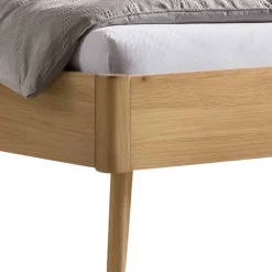 Helles Eichebett mit Kunstleder Kopfteilpolstern - Vrona