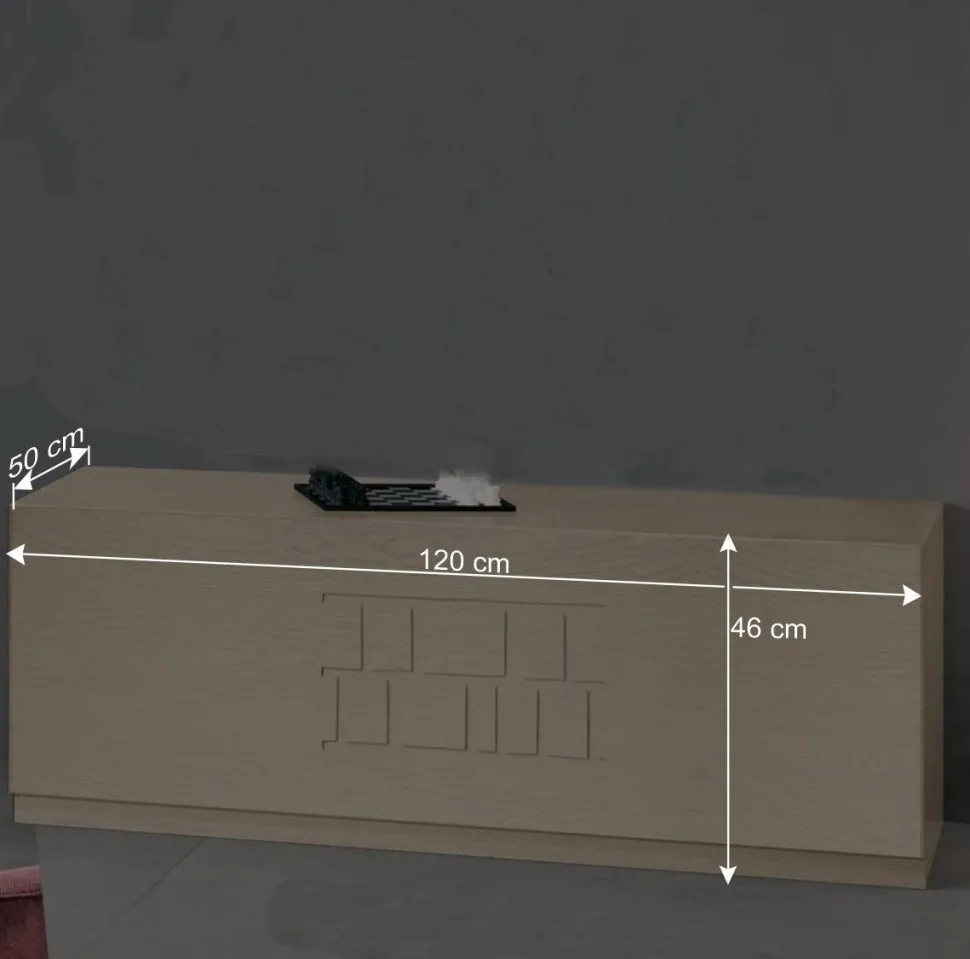 Helles Esche TV Board mit Klappe - Odillava