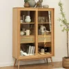 Helles Highboard mit Glas in Natur - Saltenas