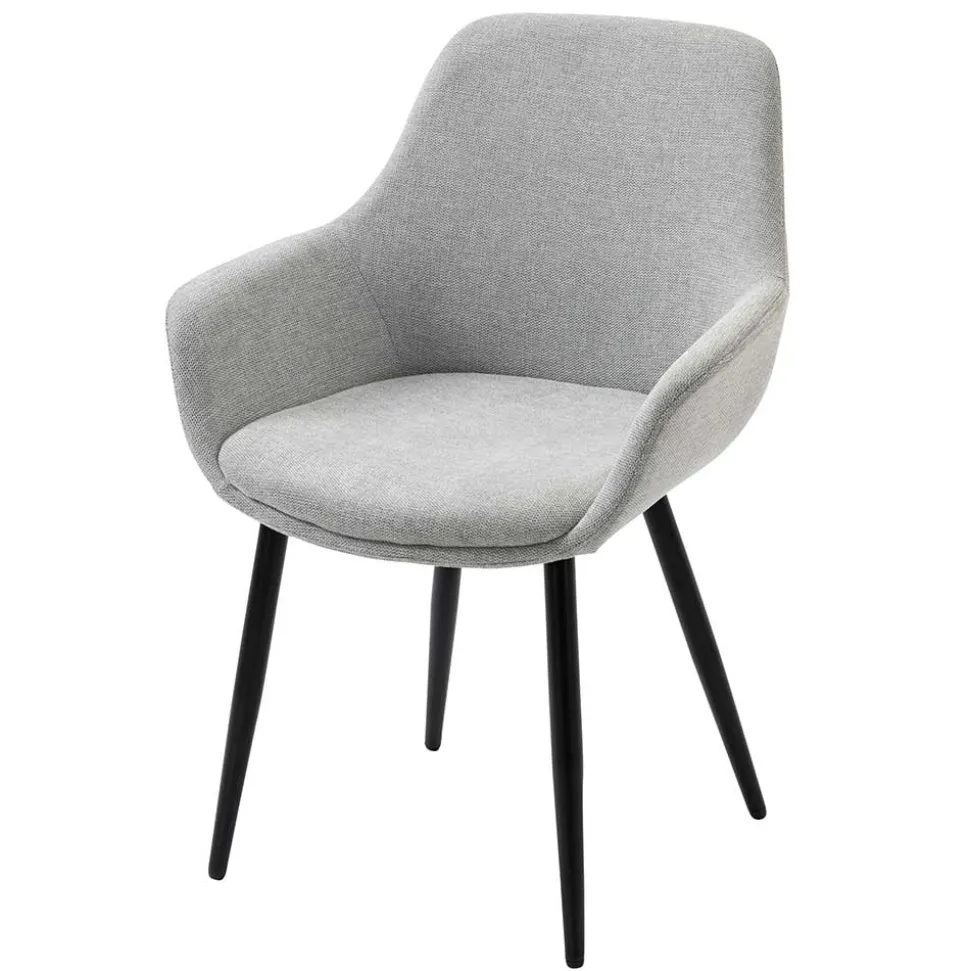 Hellgraue Armlehnstühle aus Webstoff - Bilbaos (2er Set)