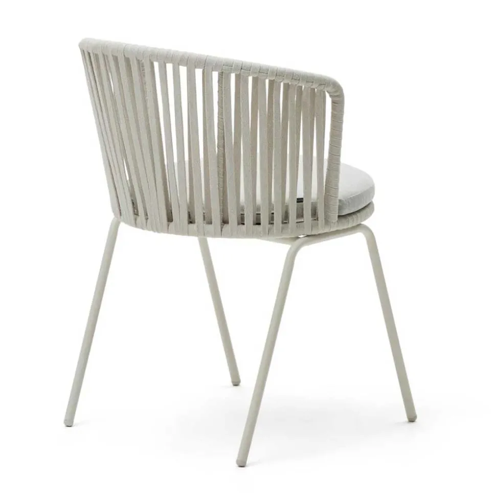 Hellgraue Gartenstühle aus Kordel - Larosca (4er Set)