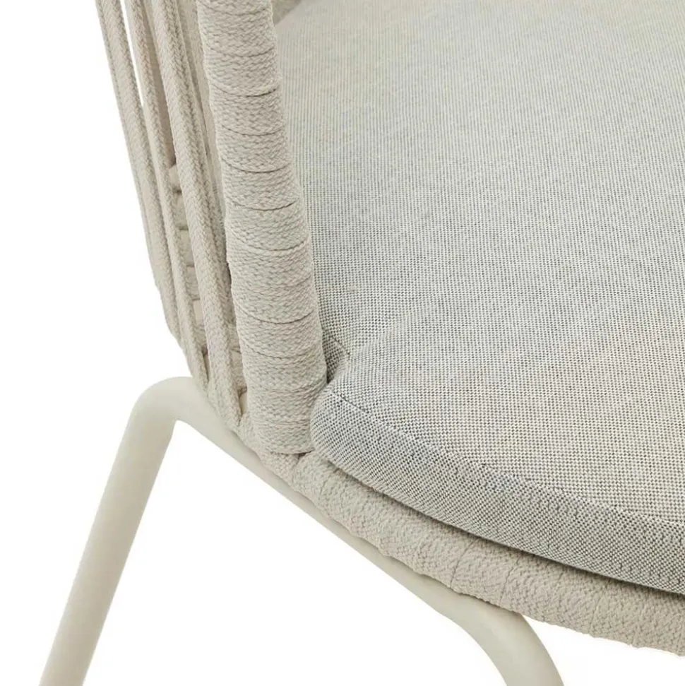 Hellgraue Gartenstühle aus Kordel - Larosca (4er Set)