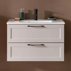 Hellgraue Waschtischkonsole mit Becken - Trioto