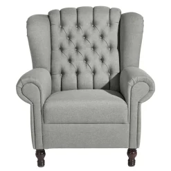 Hellgrauer Chesterfield-Sessel mit Ohren - Barreff