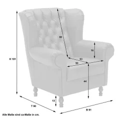 Hellgrauer Chesterfield-Sessel mit Ohren - Barreff