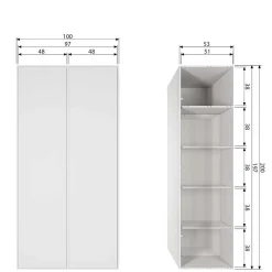 Hellgrauer Kleiderschrank in modernem Design - Bai