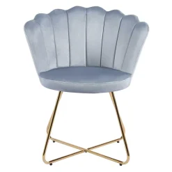 Hellgrauer Muschel Polsterstuhl aus Samt - Usilvea (2er Set)