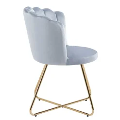 Hellgrauer Muschel Polsterstuhl aus Samt - Usilvea (2er Set)