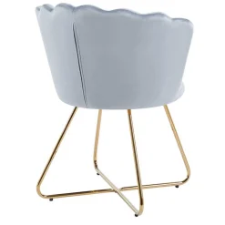 Hellgrauer Muschel Polsterstuhl aus Samt - Usilvea (2er Set)
