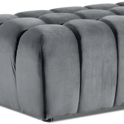 Hellgrauer Polsterhocker mit Samtbezug - Grosky