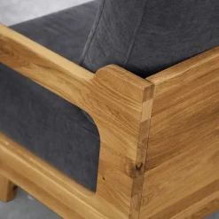 Hellgraues Stoff Sofa mit Wildeiche Gestell - Hardus